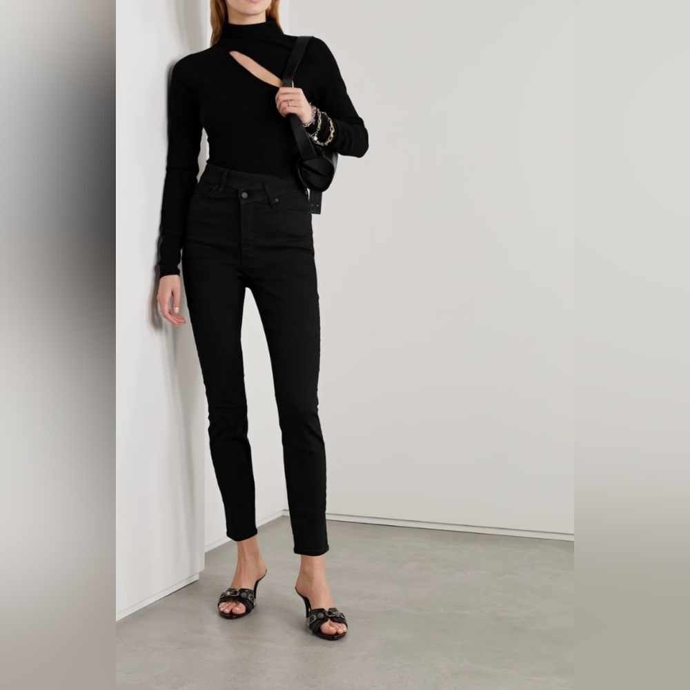 GOOD AMERICAN Good Classic asymmetric high-rise slim-leg jeans size 4/27 NWT